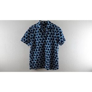 Perry Ellis Button Up Shirt Men's M Blue Checkered‎ Short Sleeve